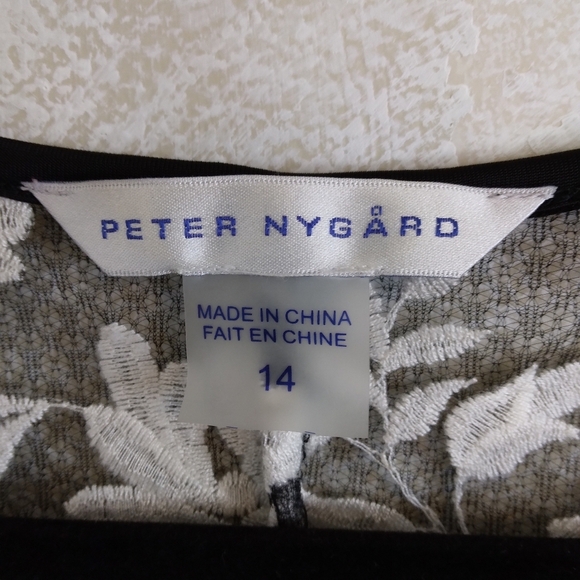 14 Peter Nygard Lace Overlay Dress Black White Tank V neck Floral Plus - Picture 7 of 9